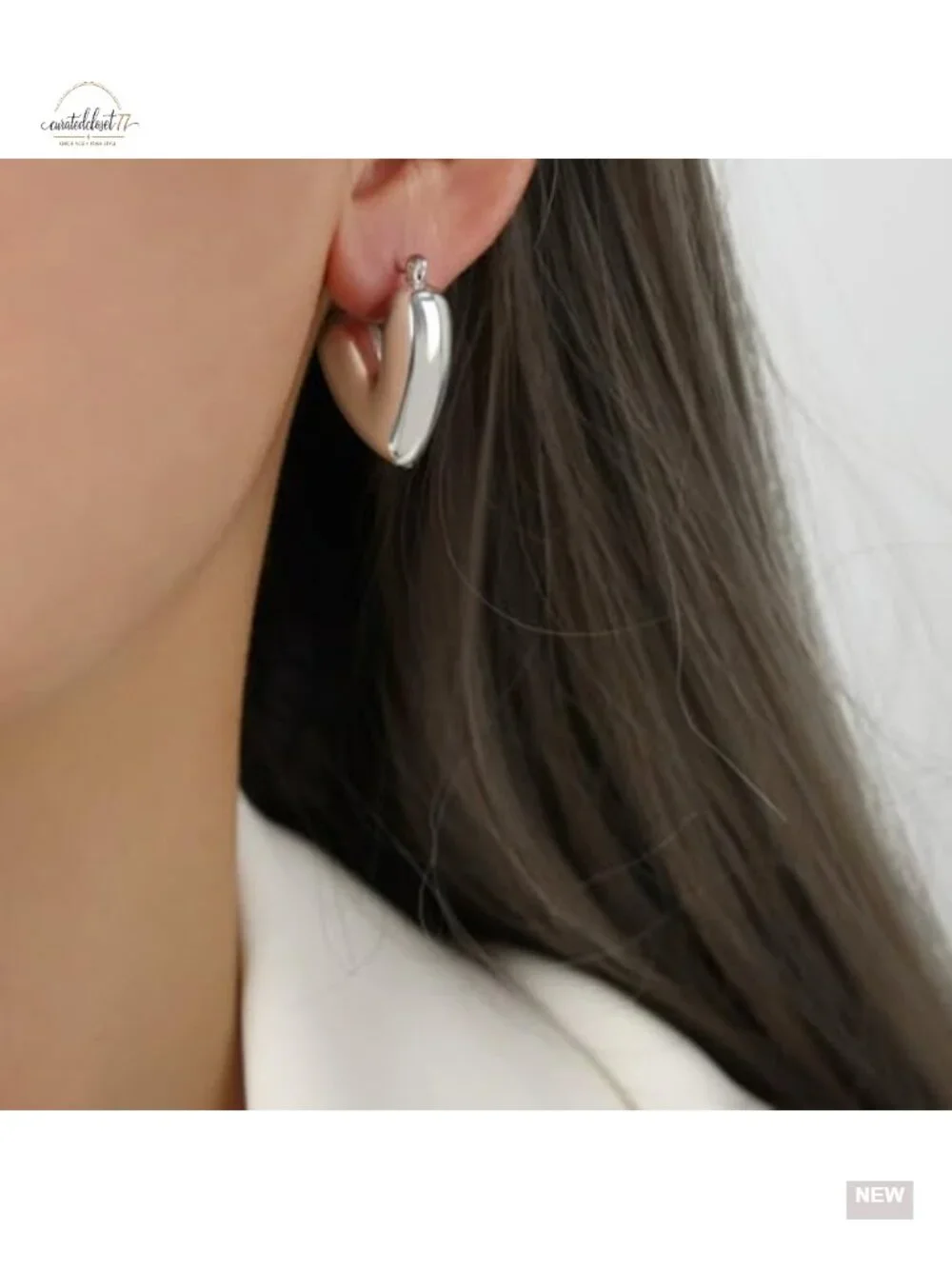 Hypoallergenic Stainless Steel Puffy Heart Hoop Earrings for Women
